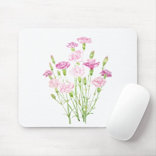 Tapis De Souris fleurs carnation rose (Avec souris)