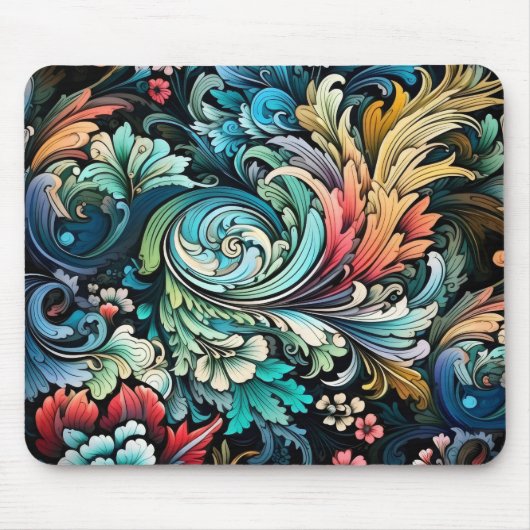 Tapis De Souris Fleurs colorées Abstraites (Devant)