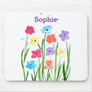 Tapis De Souris Fleurs colorées aquarelle tableau pavé de souris