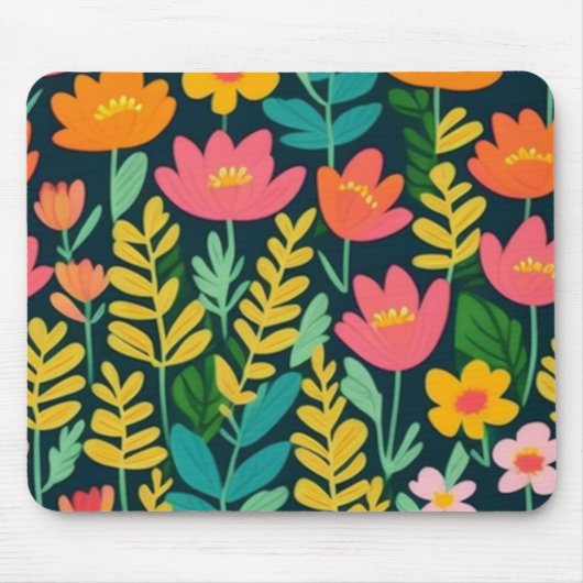 Tapis De Souris Fleurs colorées et feuille (Devant)