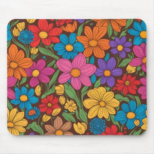 Tapis De Souris Fleurs colorées motif (Devant)