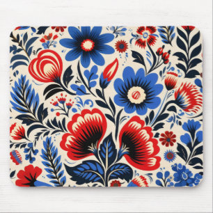 Tapis De Souris Fleurs colorées Motif folk