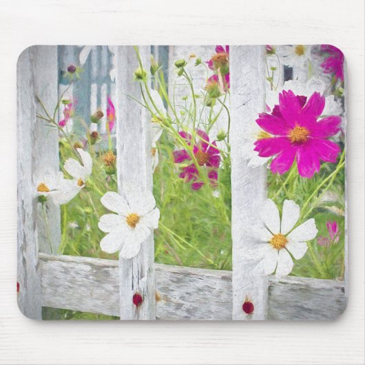 Tapis De Souris fleurs cosmos rose et blanc (Devant)