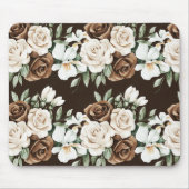 Tapis De Souris Fleurs Crème Marron Chocolat (Devant)