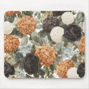 Tapis De Souris Fleurs Crème Noir Orange Brun