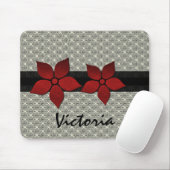 Tapis De Souris Fleurs Damas Bordure striée Mousepad (Avec souris)