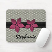 Tapis De Souris Fleurs Damas Bordure striée Mousepad (Avec souris)