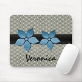 Tapis De Souris Fleurs Damas Bordure striée Mousepad (Avec souris)
