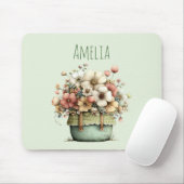Tapis De Souris Fleurs dans un pot Cozy Shabby Mignon (Avec souris)