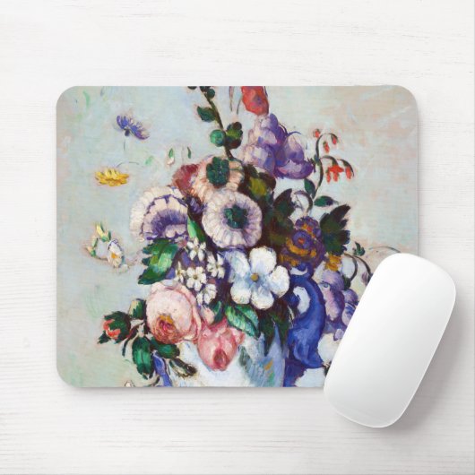 Tapis De Souris Fleurs dans un Vase Rococo, Paul Cezanne (Avec souris)