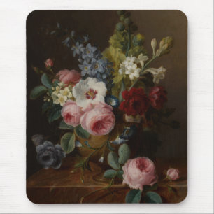 Tapis De Souris Fleurs dans un vase sur une haie de marbre