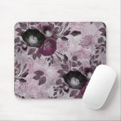 Tapis De Souris Fleurs d'aquarelle bordeaux. (Avec souris)