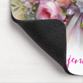 Tapis De Souris Fleurs d'aquarelle Calligraphie Script Votre Nom (Coin)