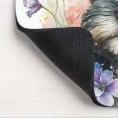 Tapis De Souris Fleurs d'aquarelle et chiot Schnauzer (Coin)