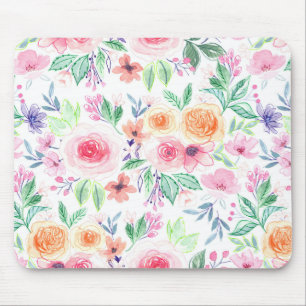 Tapis De Souris Fleurs d'aquarelle et feuilles