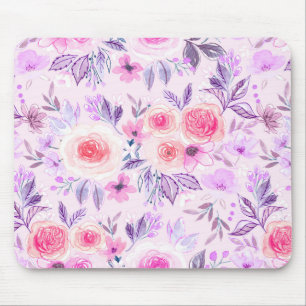 Tapis De Souris Fleurs d'aquarelle et feuilles 3
