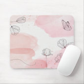 Tapis De Souris Fleurs d'aquarelle et papillon (Avec souris)