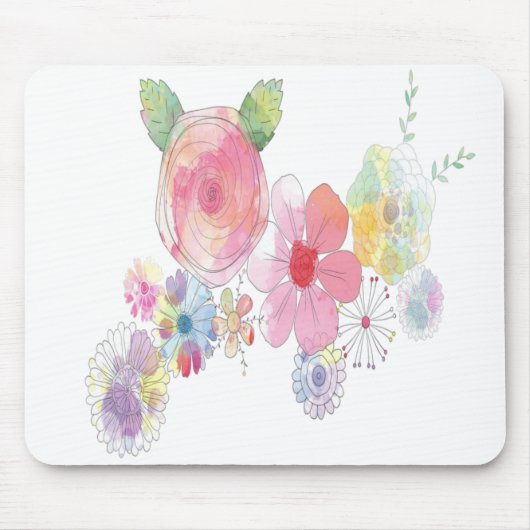 Tapis De Souris Fleurs d'aquarelle Mousepad (Devant)