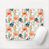 Tapis De Souris Fleurs d'aquarelle orange (Avec souris)