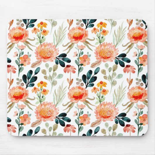 Tapis De Souris Fleurs d'aquarelle orange (Devant)