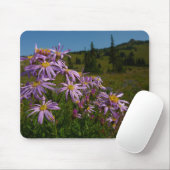 Tapis De Souris Fleurs d'aster violet au Mont Rainier (Avec souris)