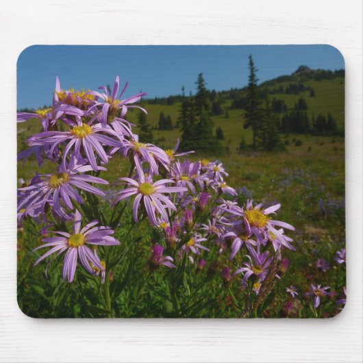 Tapis De Souris Fleurs d'aster violet au Mont Rainier (Devant)