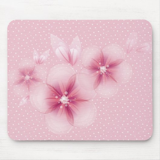 Tapis De Souris Fleurs de cerisier roses sur points (Devant)