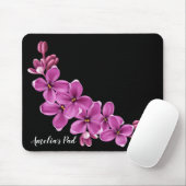 Tapis De Souris Fleurs de cerisiers roses sur le noir (Avec souris)