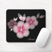 Tapis De Souris Fleurs de cerisiers roses sur le noir (Avec souris)