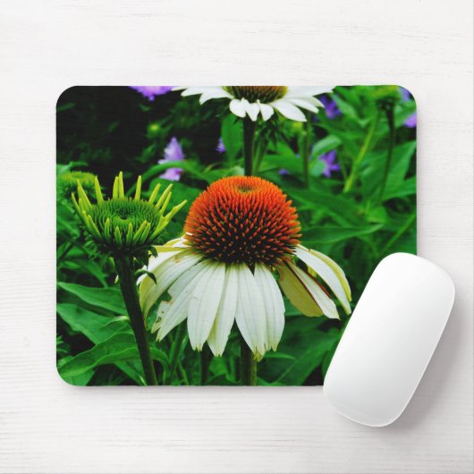 Tapis De Souris Fleurs de cônes blanches et orange (Avec souris)