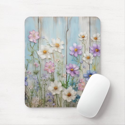 Tapis De Souris Fleurs de Cottage Campagnard Rustique (Avec souris)