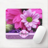 Tapis De Souris Fleurs de Dahlia rose Parties scintillant violette (Avec souris)
