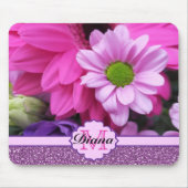 Tapis De Souris Fleurs de Dahlia rose Parties scintillant violette (Devant)