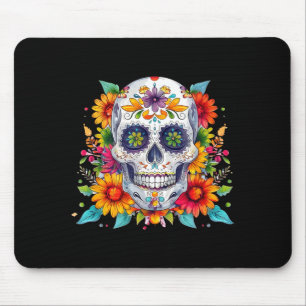 Tapis De Souris fleurs de Dia de los muertos crâne en sucre jour d