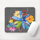 Tapis De Souris Fleurs De Doodle Sur En vichy Plaque De Souris (Avec souris)