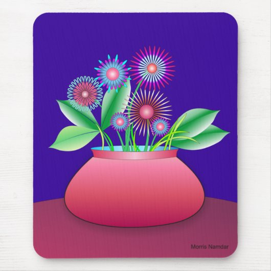 Tapis De Souris Fleurs de forêt dans un mousepad rouge de pot (Devant)