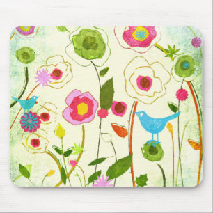 Tapis De Souris Fleurs de jardin d'aquarelle