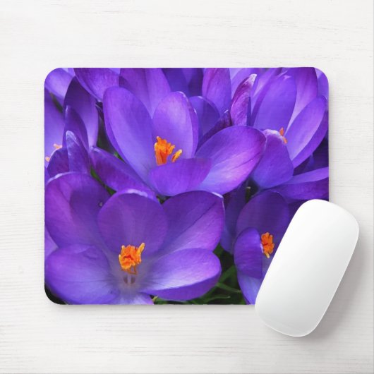 Tapis De Souris Fleurs de jardin de crocus violets mousepad (Avec souris)