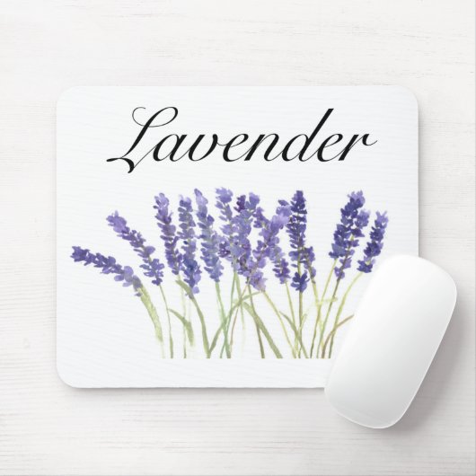 Tapis De Souris Fleurs de lavande herbes d'aquarelle violet chic (Avec souris)