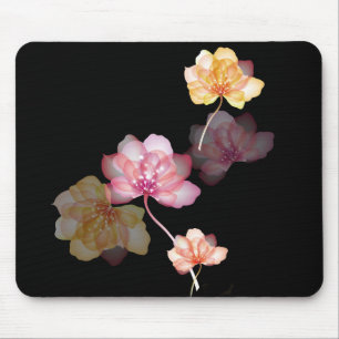 Tapis De Souris fleurs de lotus en noir