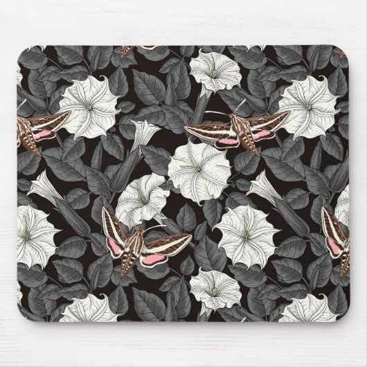 Tapis De Souris Fleurs de lune et sphinx Moths 2 (Devant)