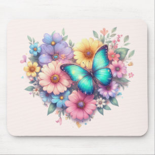Tapis De Souris Fleurs de marguerite avec un beau papillon
