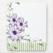 Tapis De Souris Fleurs de marguerite rose bleu En vichy vert (Devant)