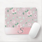 Tapis De Souris Fleurs de monogramme aquarelle chic (Avec souris)