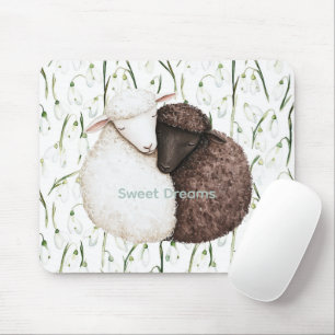 Tapis De Souris Fleurs de mouton blanc marron