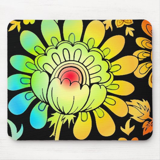 Tapis De Souris Fleurs de néon (Devant)