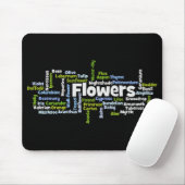 Tapis de souris Fleurs de nuage de mots (Avec souris)