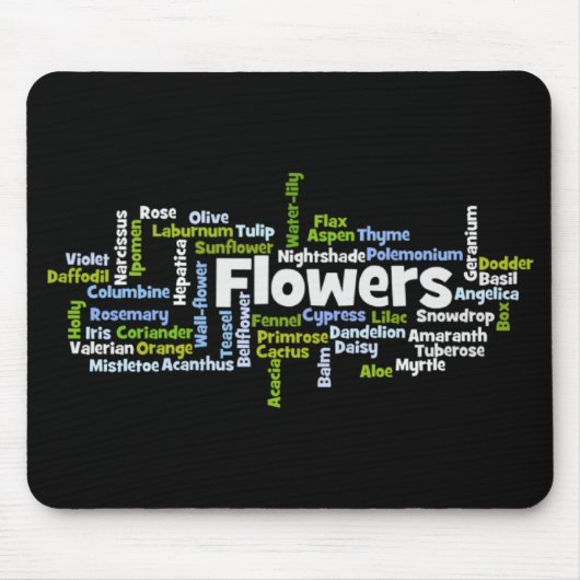 Tapis de souris Fleurs de nuage de mots (Devant)