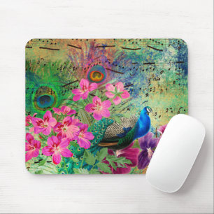 Tapis De Souris Fleurs de paon et musique