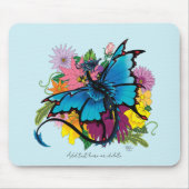 Tapis De Souris Fleurs de papillon bleu dragon (Devant)